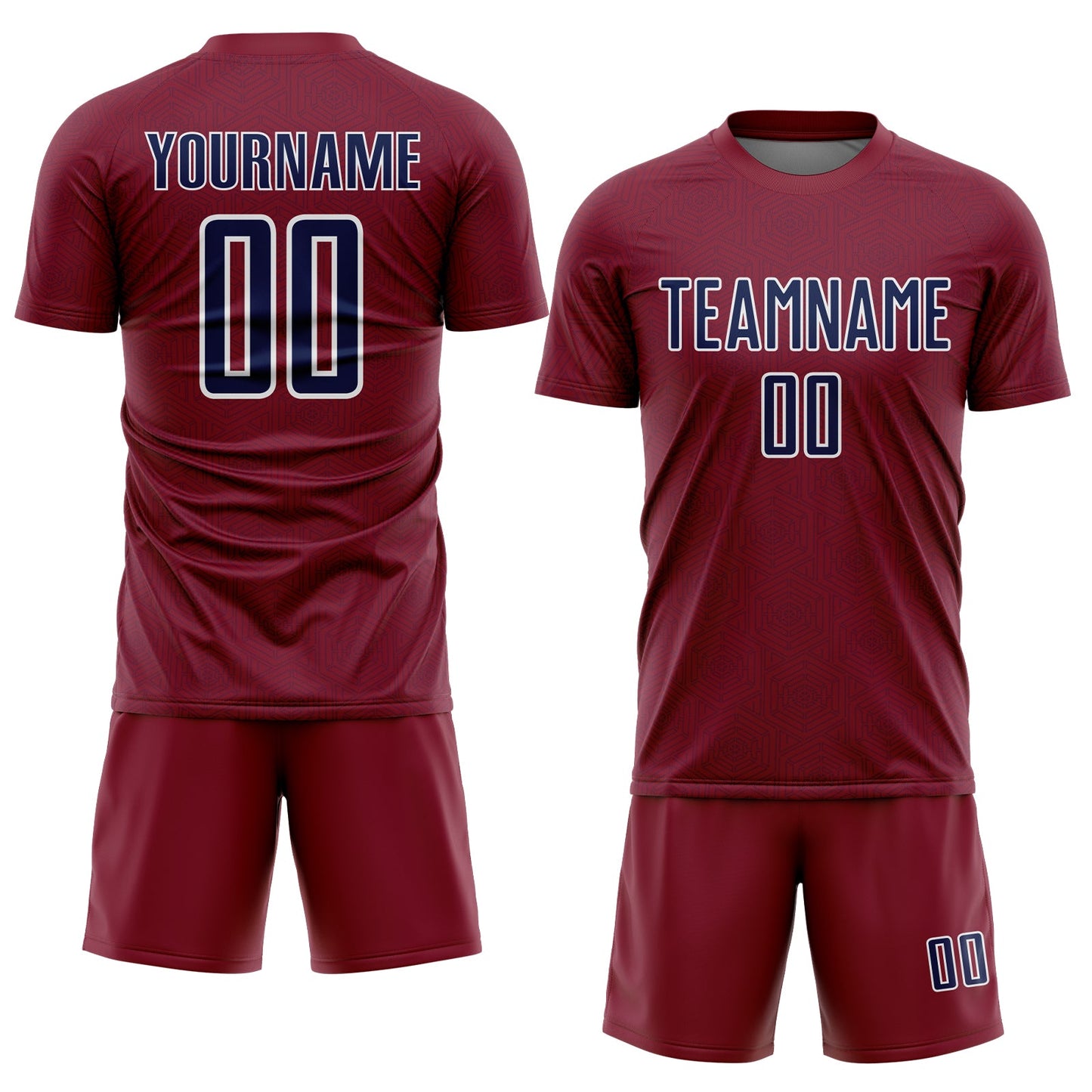 Custom Crimson Navy-White Geometric Shape Sports Sublimation Soccer Uniform Jersey Limited