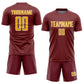 Custom Burgundy Gold-White Geometric Shape Sports Sublimation Soccer Uniform Jersey Limited