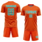 Custom Orange Aqua-White Geometric Shape Sports Sublimation Soccer Uniform Jersey Limited