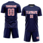Custom Navy Medium Pink-White Geometric Shape Sports Sublimation Soccer Uniform Jersey Limited
