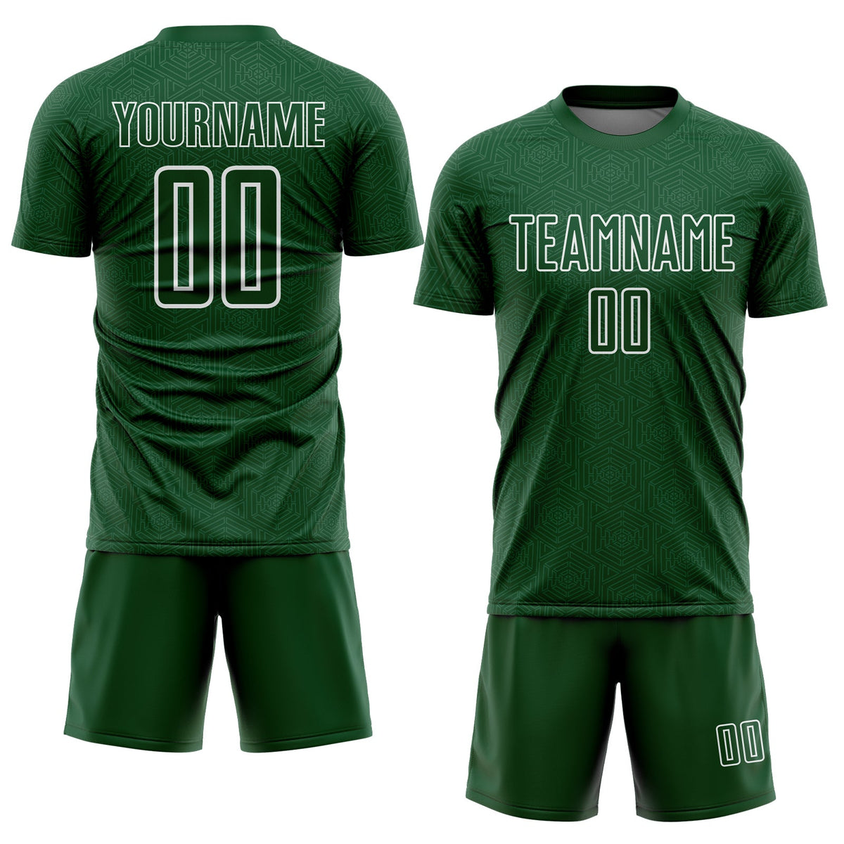 Custom Green White Geometric Shape Sports Sublimation Soccer Uniform Jersey Limited
