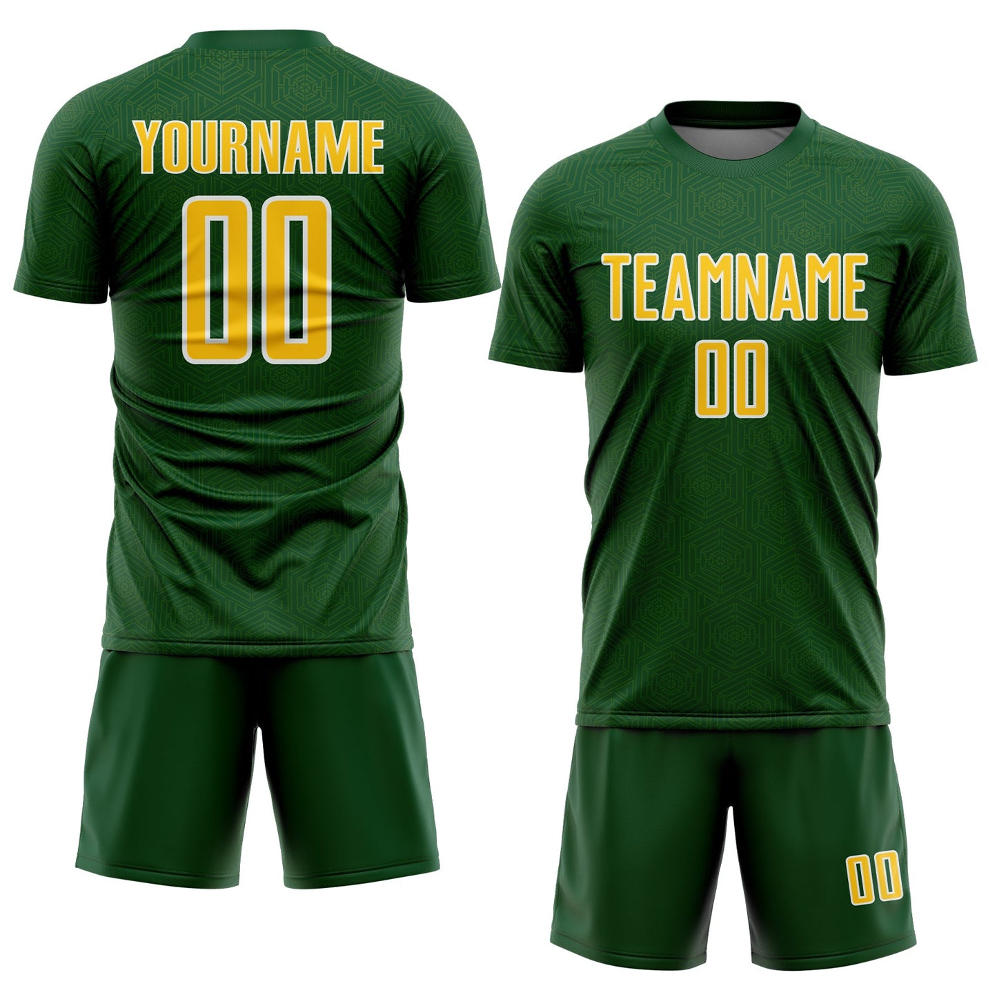 Custom Green Yellow-White Geometric Shape Sports Sublimation Soccer Uniform Jersey Limited