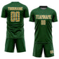 Custom Green Old Gold-White Geometric Shape Sports Sublimation Soccer Uniform Jersey Limited