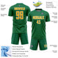 Custom Kelly Green Gold-White Geometric Shape Sports Sublimation Soccer Uniform Jersey Limited