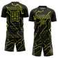 Custom Black Neon Yellow Lightning Sports Sublimation Soccer Uniform Jersey Limited
