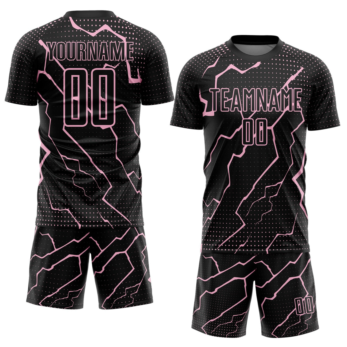 Custom Black Light Pink Lightning Sports Sublimation Soccer Uniform Jersey Limited