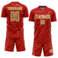 Custom Red Old Gold-White Lightning Sports Sublimation Soccer Uniform Jersey Limited