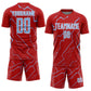 Custom Red Light Blue-White Lightning Sports Sublimation Soccer Uniform Jersey Limited