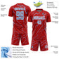 Custom Red Light Blue-White Lightning Sports Sublimation Soccer Uniform Jersey Limited