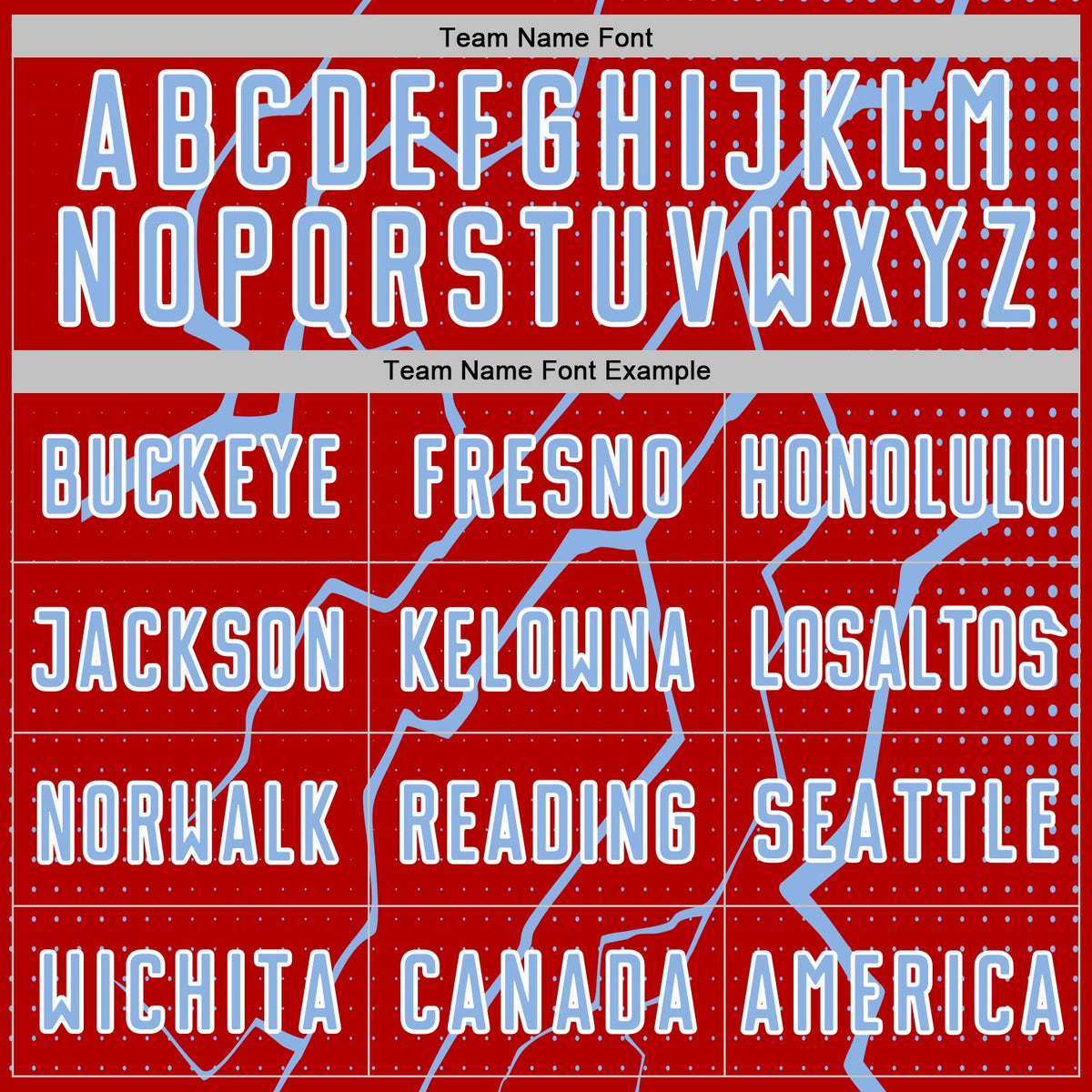 Custom Red Light Blue-White Lightning Sports Sublimation Soccer Uniform Jersey Limited