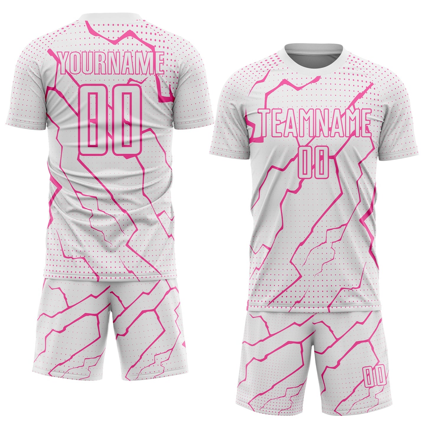 Custom White Pink Lightning Sports Sublimation Soccer Uniform Jersey Limited