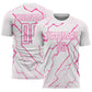Custom White Pink Lightning Sports Sublimation Soccer Uniform Jersey
