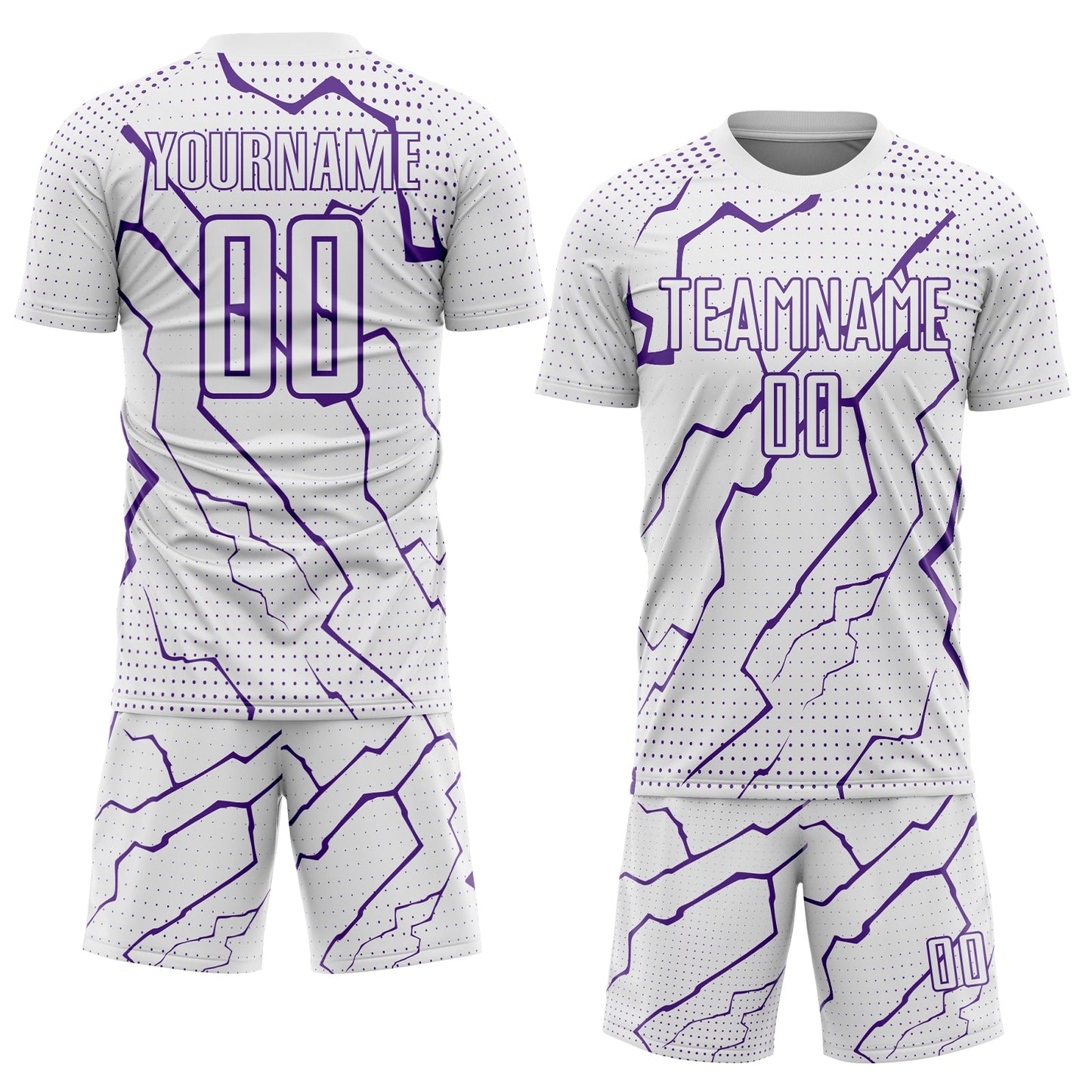 Custom White Purple Lightning Sports Sublimation Soccer Uniform Jersey Limited