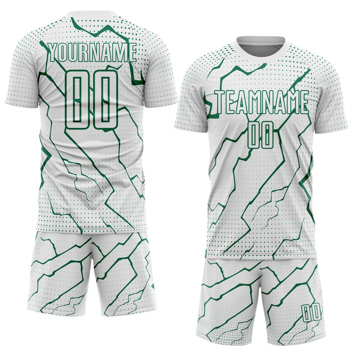 Custom White Kelly Green Lightning Sports Sublimation Soccer Uniform Jersey Limited