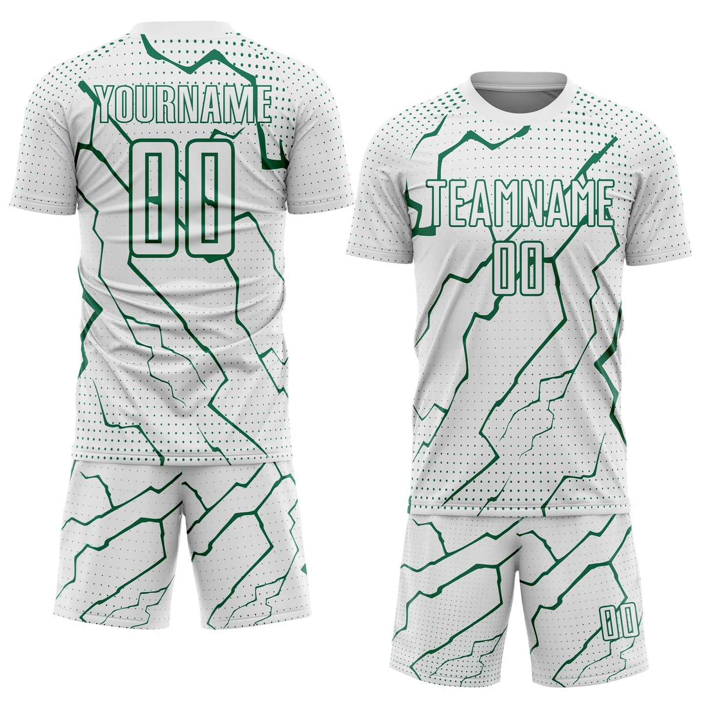 Custom White Kelly Green Lightning Sports Sublimation Soccer Uniform Jersey Limited
