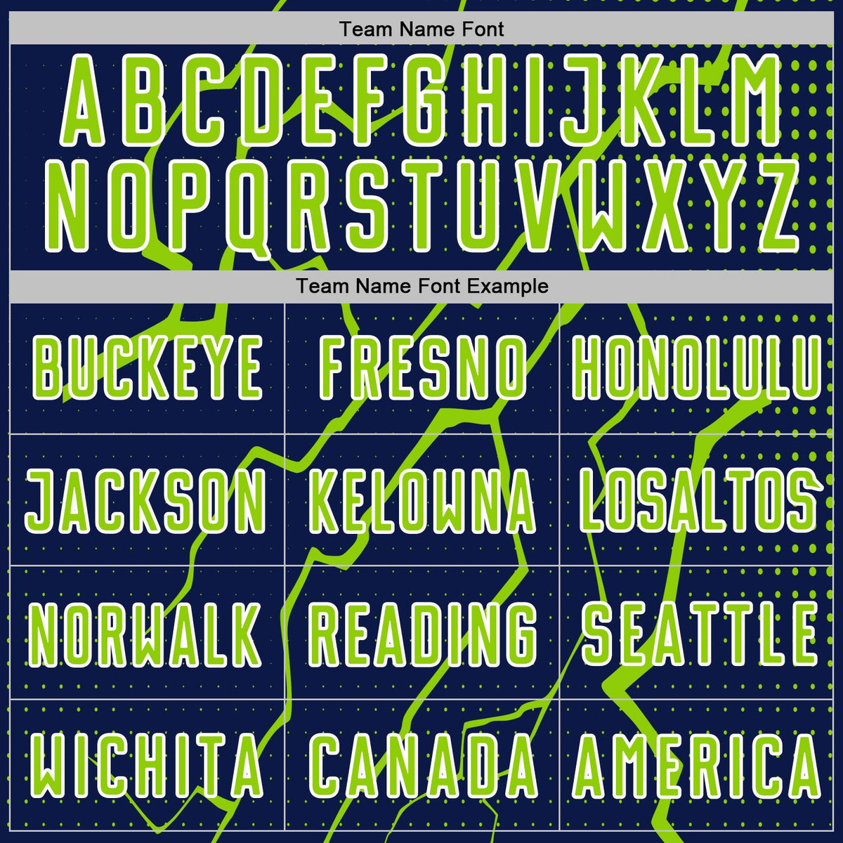 Custom Navy Neon Green-White Lightning Sports Sublimation Soccer Uniform Jersey Limited