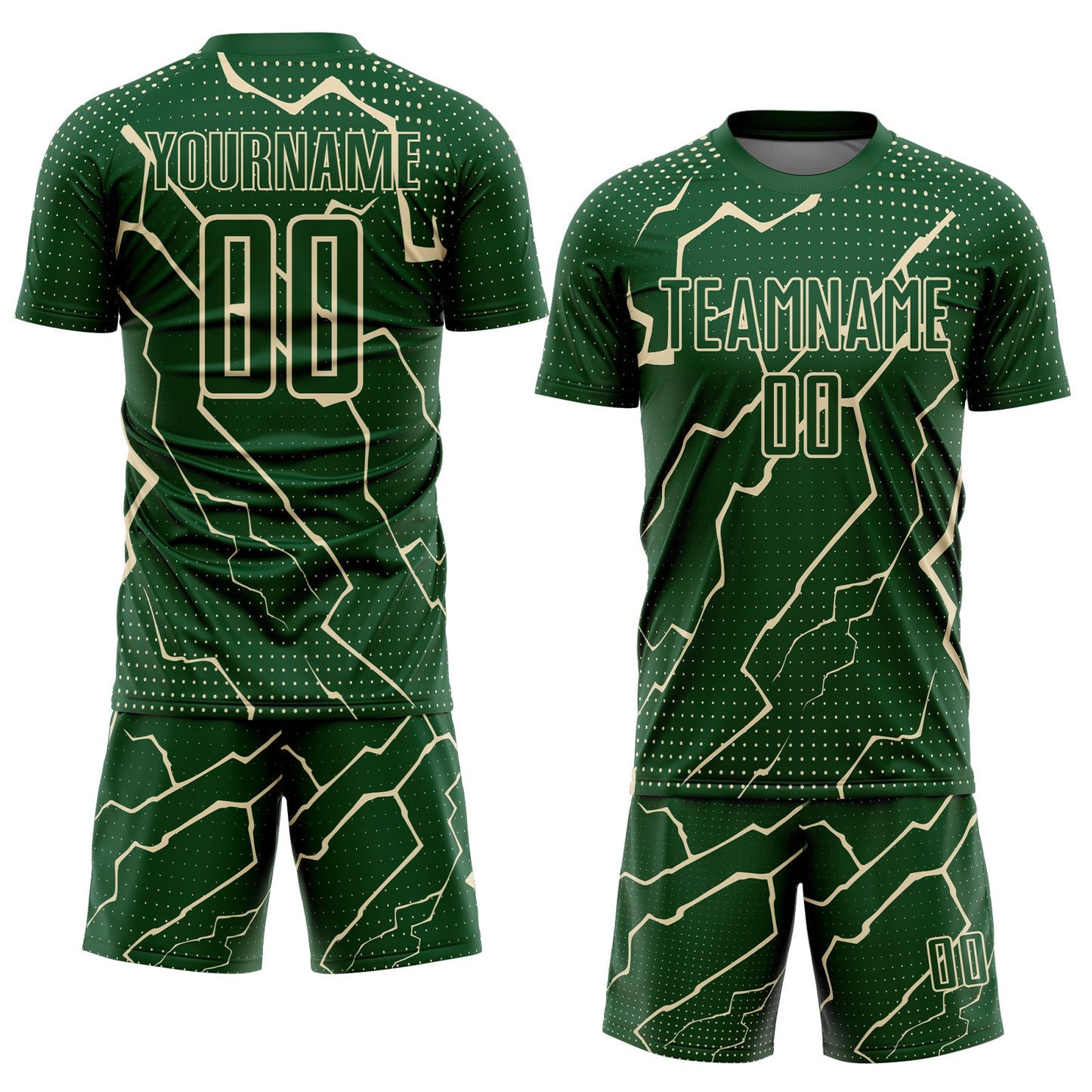 Custom Green Cream Lightning Sports Sublimation Soccer Uniform Jersey Limited