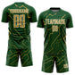 Custom Green Old Gold-White Lightning Sports Sublimation Soccer Uniform Jersey Limited