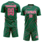 Custom Kelly Green Neon Pink-White Lightning Sports Sublimation Soccer Uniform Jersey Limited