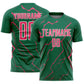 Custom Kelly Green Neon Pink-White Lightning Sports Sublimation Soccer Uniform Jersey