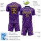 Custom Purple Old Gold-Black Lightning Sports Sublimation Soccer Uniform Jersey Limited