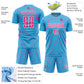 Custom Sky Blue Pink-White Lightning Sports Sublimation Soccer Uniform Jersey Limited