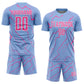 Custom Light Blue Pink-White Lightning Sports Sublimation Soccer Uniform Jersey Limited