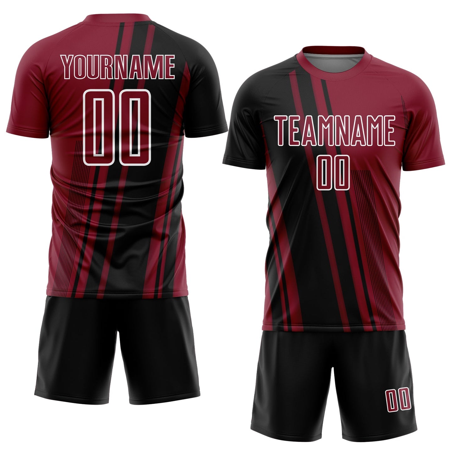 Custom Crimson Black-White Lines Sports Sublimation Soccer Uniform Jersey Limited