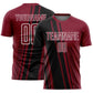 Custom Crimson Black-White Lines Sports Sublimation Soccer Uniform Jersey