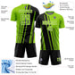 Custom Neon Green Black-White Lines Sports Sublimation Soccer Uniform Jersey Limited