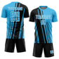 Custom Sky Blue Black-White Lines Sports Sublimation Soccer Uniform Jersey Limited