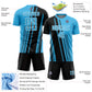 Custom Sky Blue Black-White Lines Sports Sublimation Soccer Uniform Jersey Limited