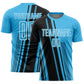 Custom Sky Blue Black-White Lines Sports Sublimation Soccer Uniform Jersey