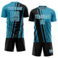 Custom Panther Blue Black-White Lines Sports Sublimation Soccer Uniform Jersey Limited