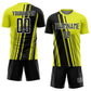 Custom Neon Yellow Black-White Lines Sports Sublimation Soccer Uniform Jersey Limited