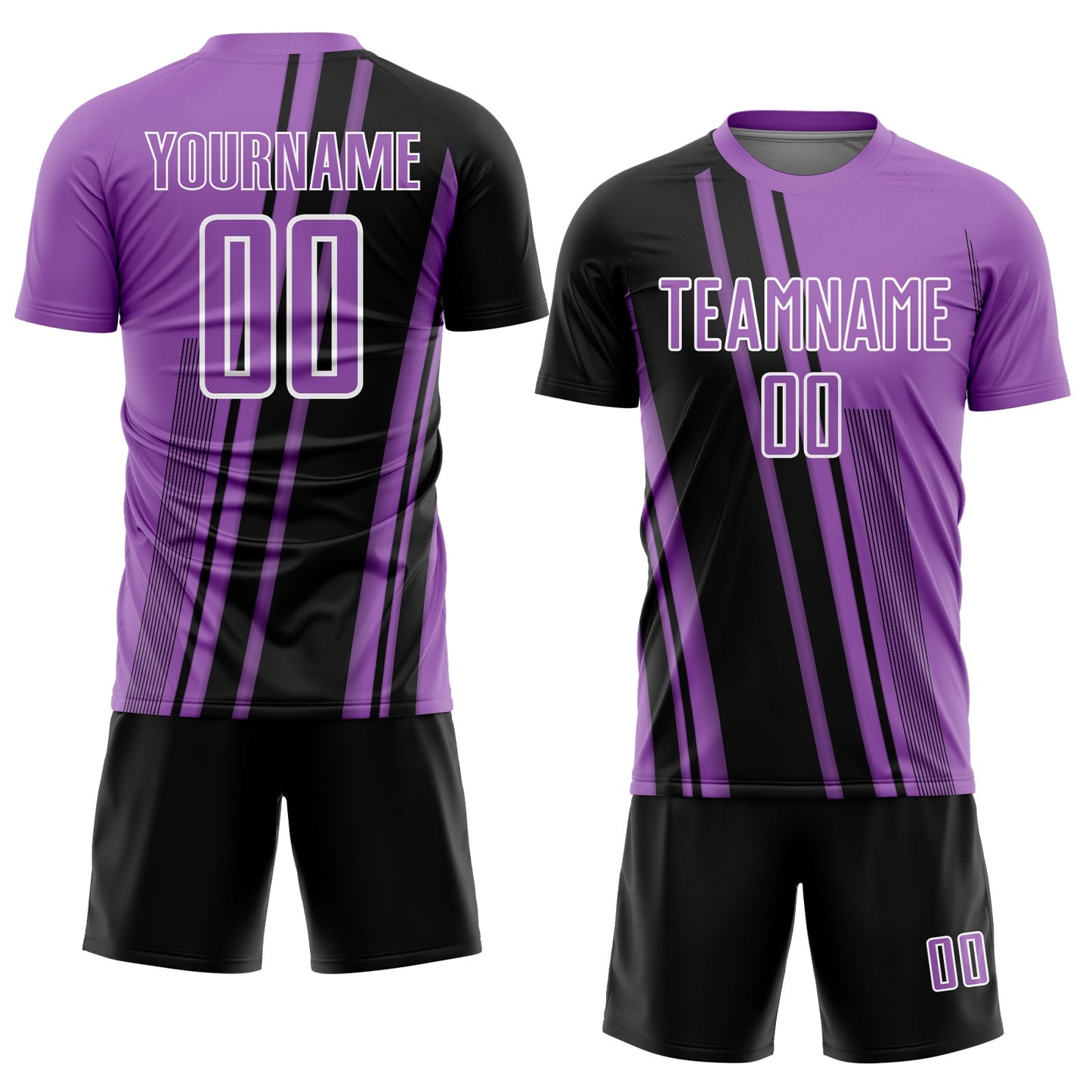 Custom Medium Purple Black-White Lines Sports Sublimation Soccer Uniform Jersey Limited