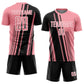 Custom Medium Pink Black-White Lines Sports Sublimation Soccer Uniform Jersey Limited