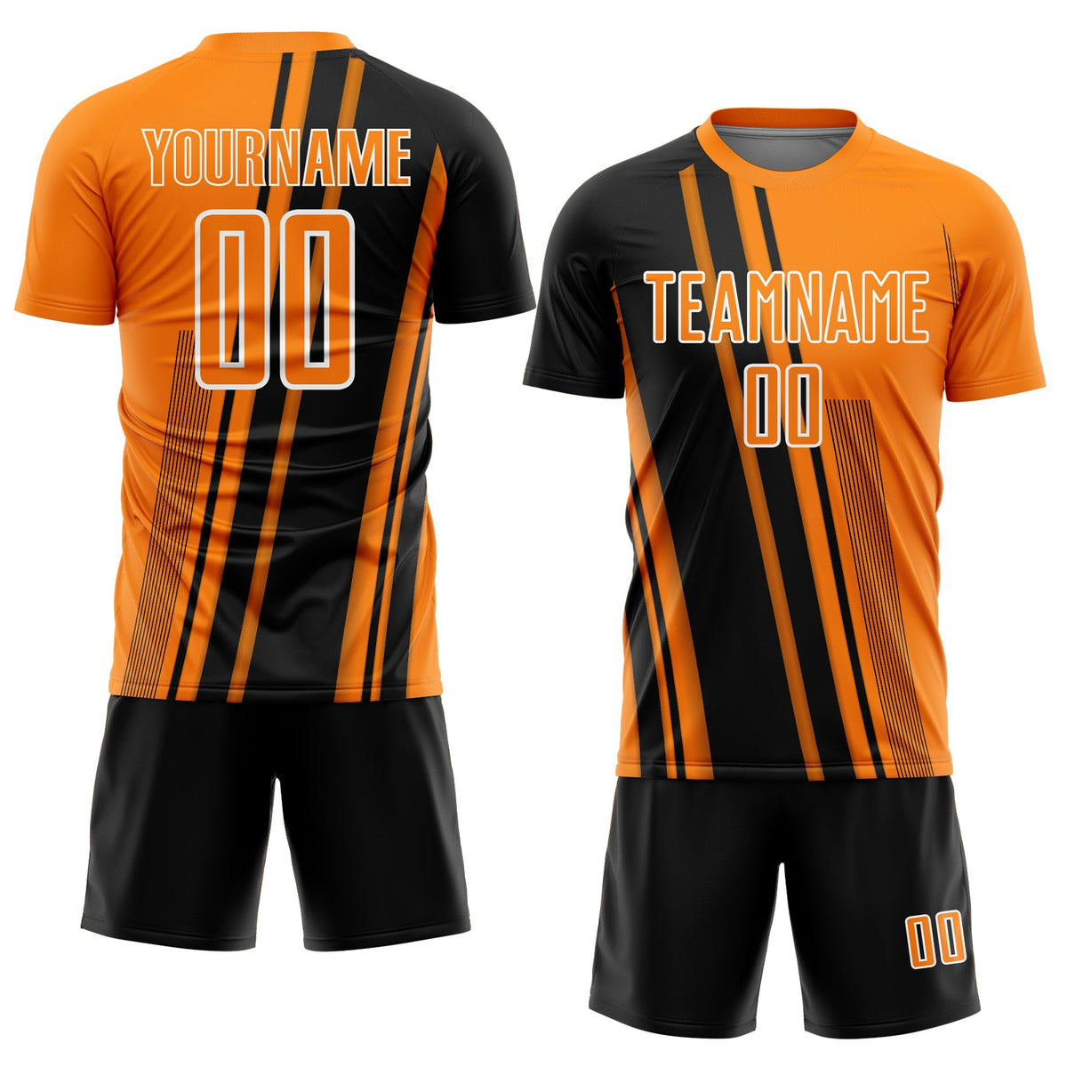 Custom Bay Orange Black-White Lines Sports Sublimation Soccer Uniform Jersey Limited