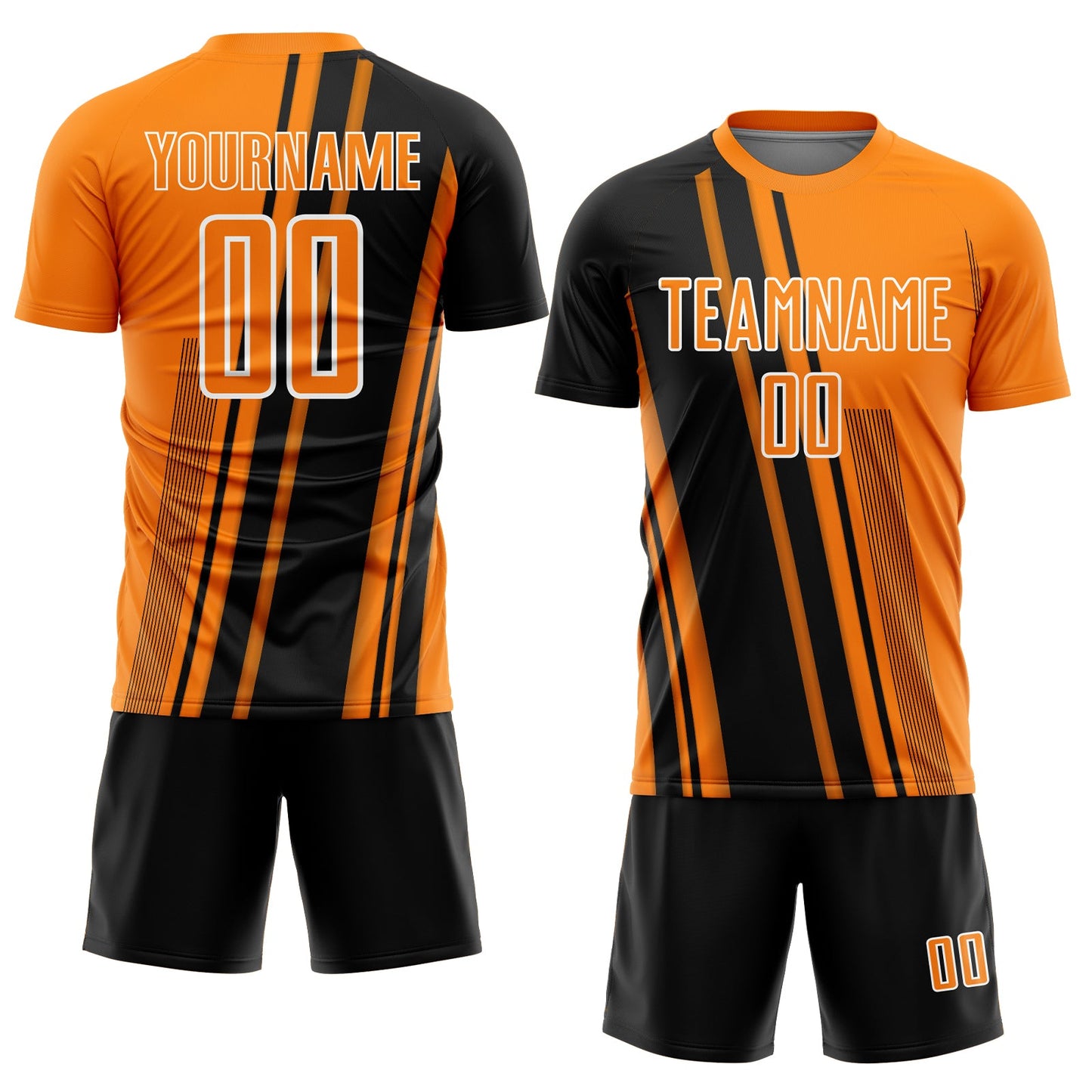 Custom Bay Orange Black-White Lines Sports Sublimation Soccer Uniform Jersey Limited