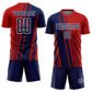 Custom Red Navy-White Lines Sports Sublimation Soccer Uniform Jersey Limited
