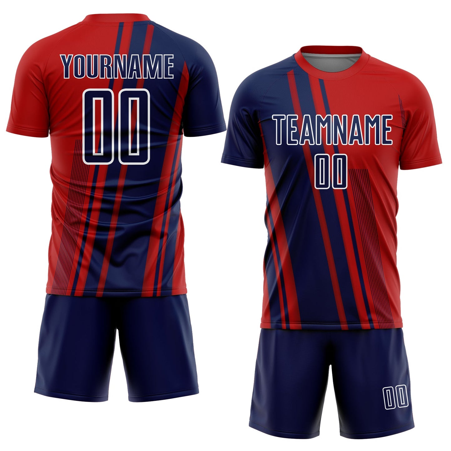 Custom Red Navy-White Lines Sports Sublimation Soccer Uniform Jersey Limited