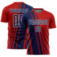 Custom Red Navy-White Lines Sports Sublimation Soccer Uniform Jersey
