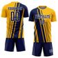 Custom Gold Navy-White Lines Sports Sublimation Soccer Uniform Jersey Limited