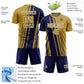 Custom Old Gold Navy-White Lines Sports Sublimation Soccer Uniform Jersey Limited