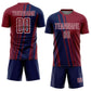 Custom Crimson Navy-White Lines Sports Sublimation Soccer Uniform Jersey Limited