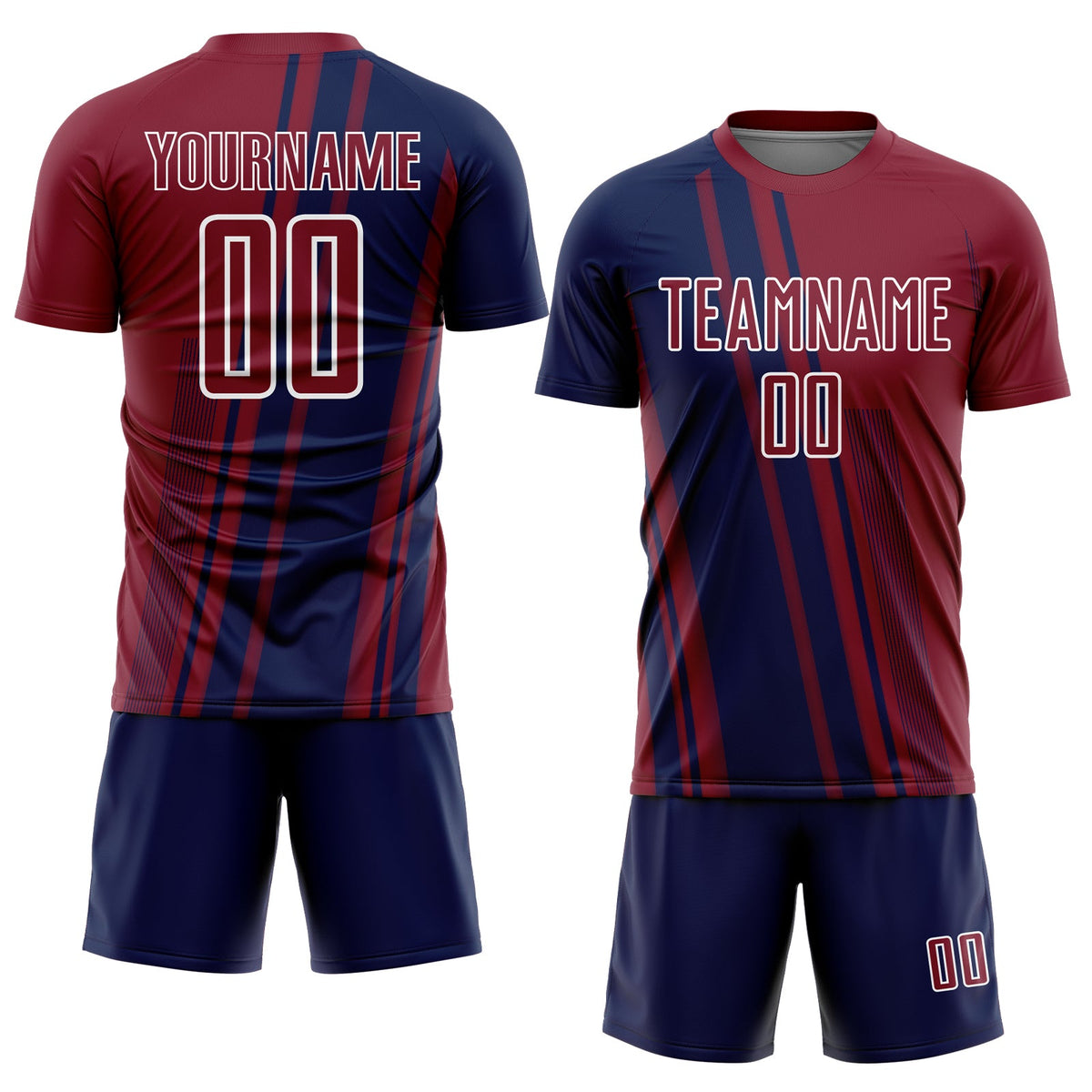 Custom Crimson Navy-White Lines Sports Sublimation Soccer Uniform Jersey Limited