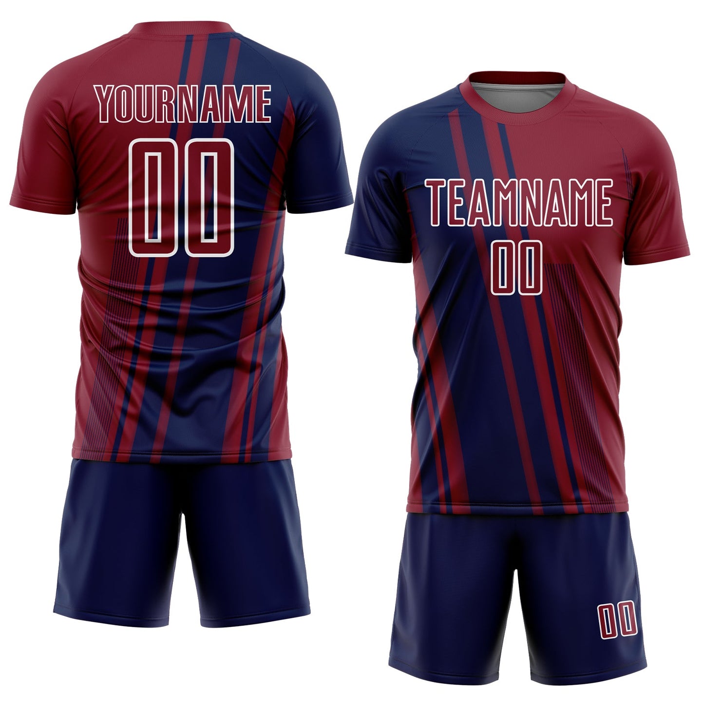 Custom Crimson Navy-White Lines Sports Sublimation Soccer Uniform Jersey Limited