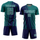 Custom Teal Navy-White Lines Sports Sublimation Soccer Uniform Jersey Limited