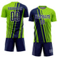 Custom Neon Green Navy-White Lines Sports Sublimation Soccer Uniform Jersey Limited