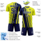 Custom Neon Yellow Navy-White Lines Sports Sublimation Soccer Uniform Jersey Limited